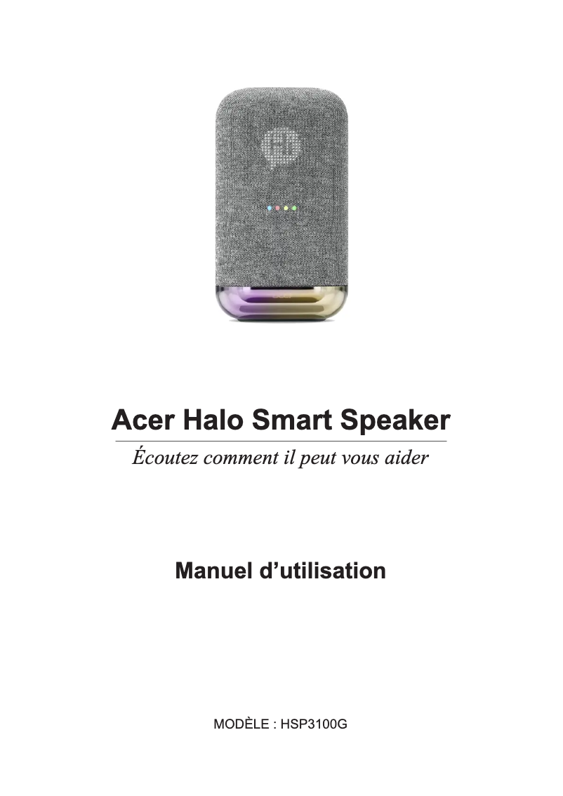 Page 1 de la notice Manuel utilisateur Acer Halo HSP 3100G