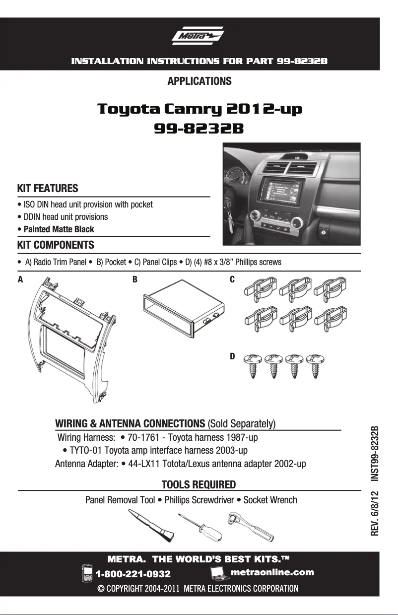 Page n°1 - Manuel utilisateur Metra 99-8232B