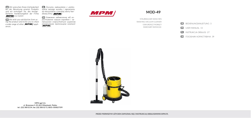 Image de la première page du manuel de l'appareil MOD-49