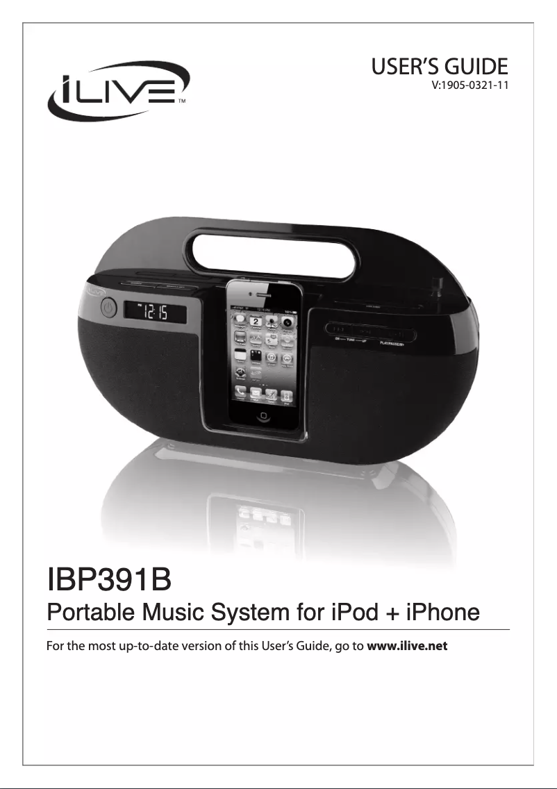 Page 1 de la notice Manuel utilisateur iLive IBP391B