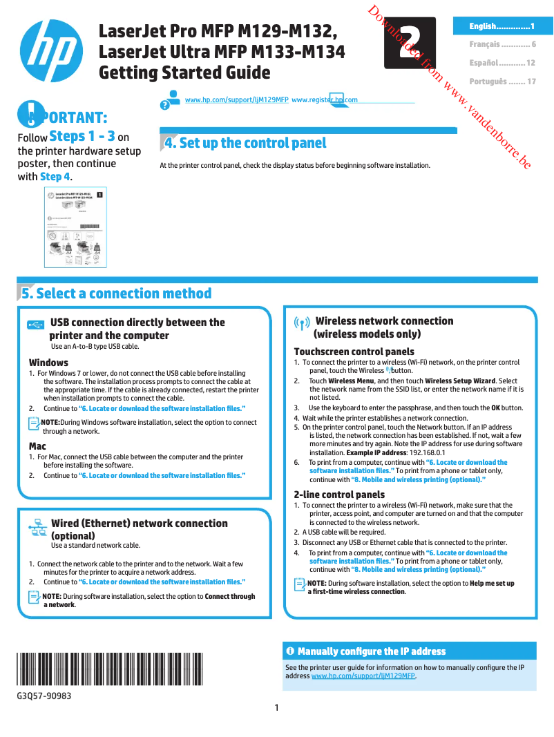 Page n°1 - Manuel utilisateur HP LaserJet Pro MFP M130nw