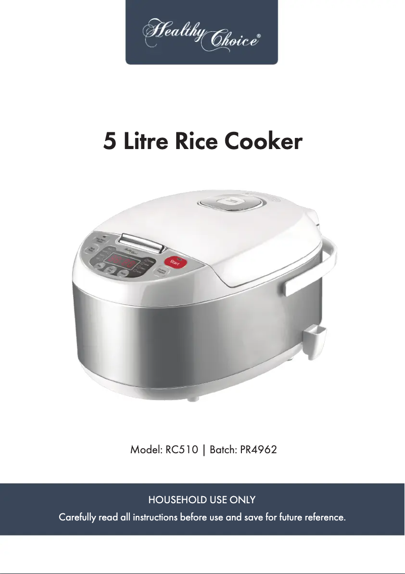 Page 1 de la notice Manuel utilisateur Healthy Choice RC510