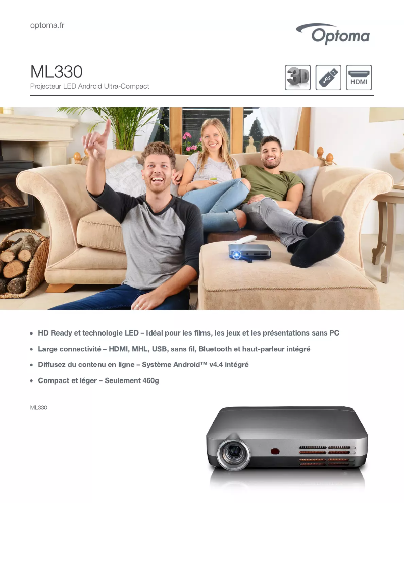 Página 1 del manual Ficha técnica Optoma ML330