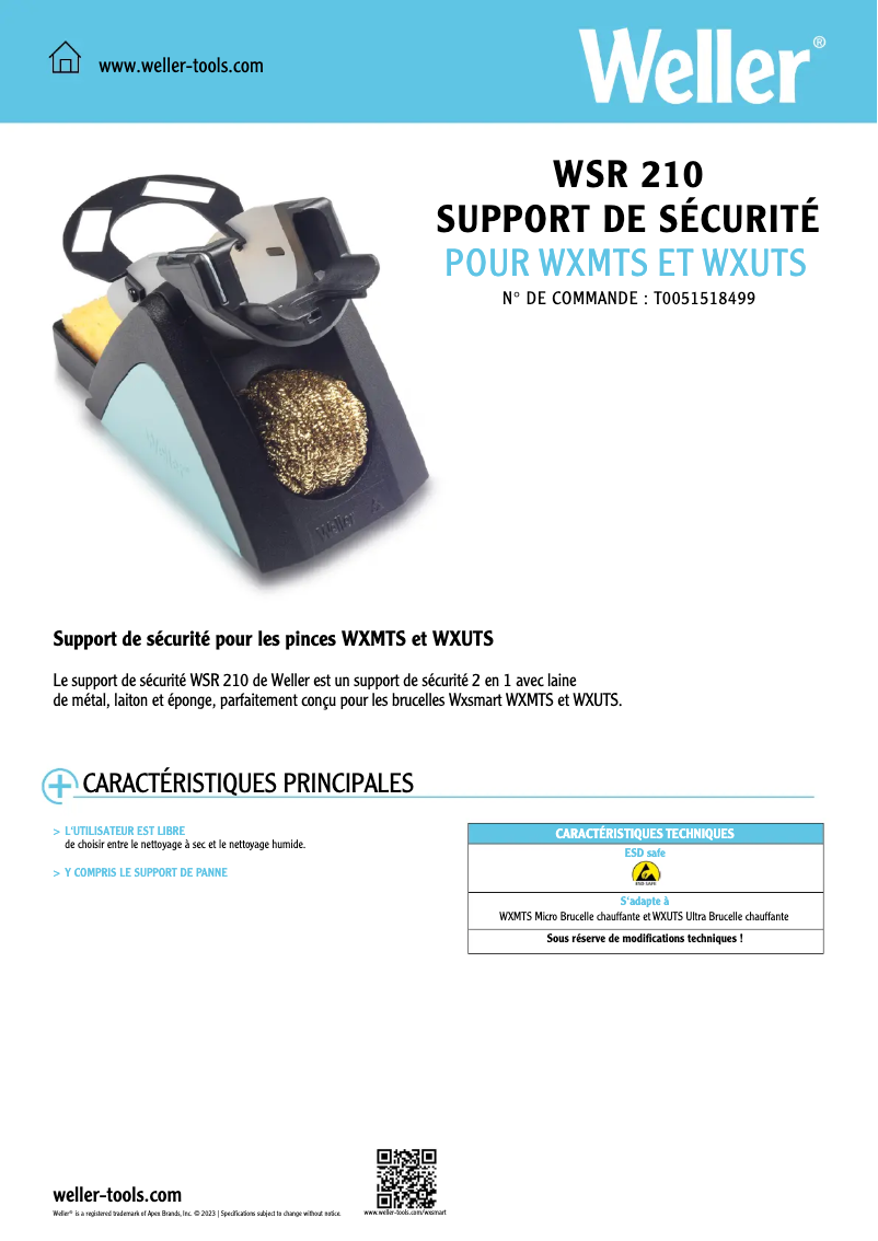 Page n°1 - Fiche technique Weller WSR 210