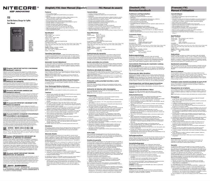 Page 1 de la notice Manuel utilisateur Nitecore FX1