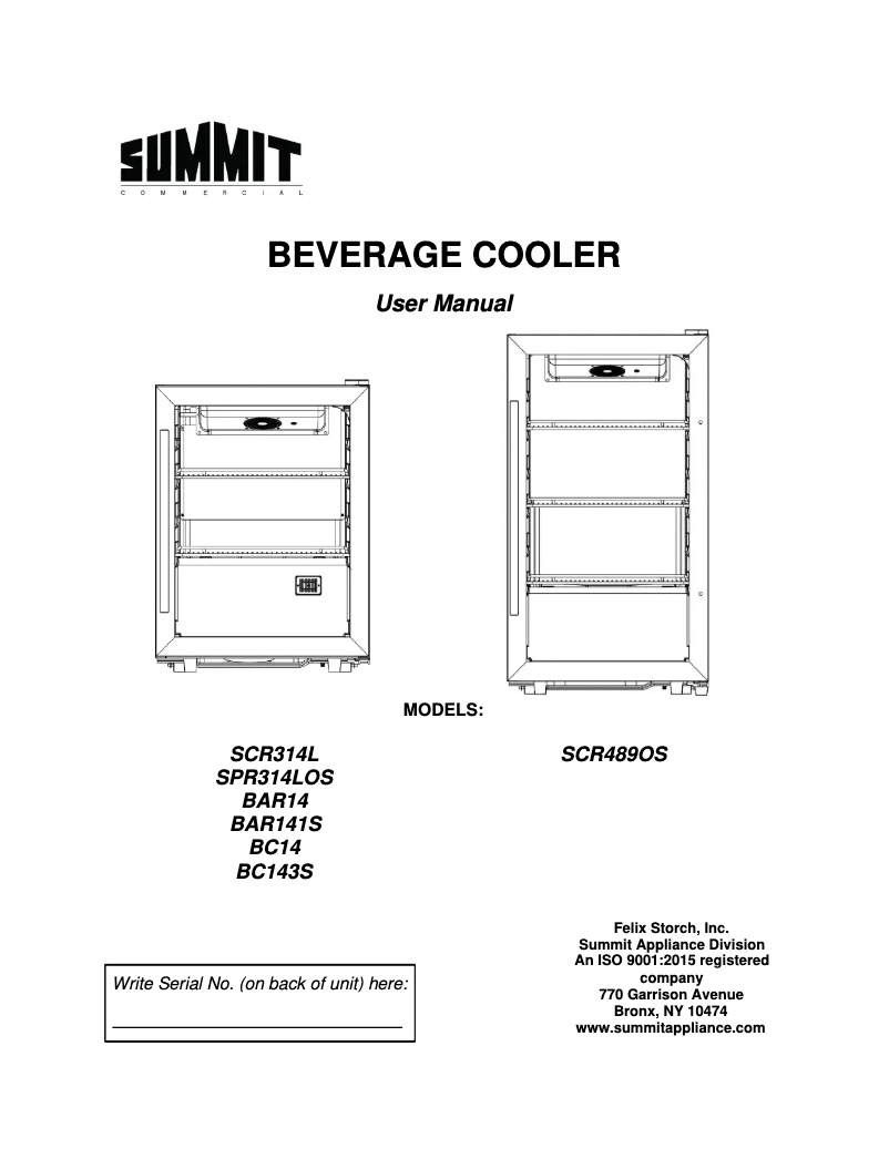 Image de la première page du manuel de l'appareil SPR314LOS