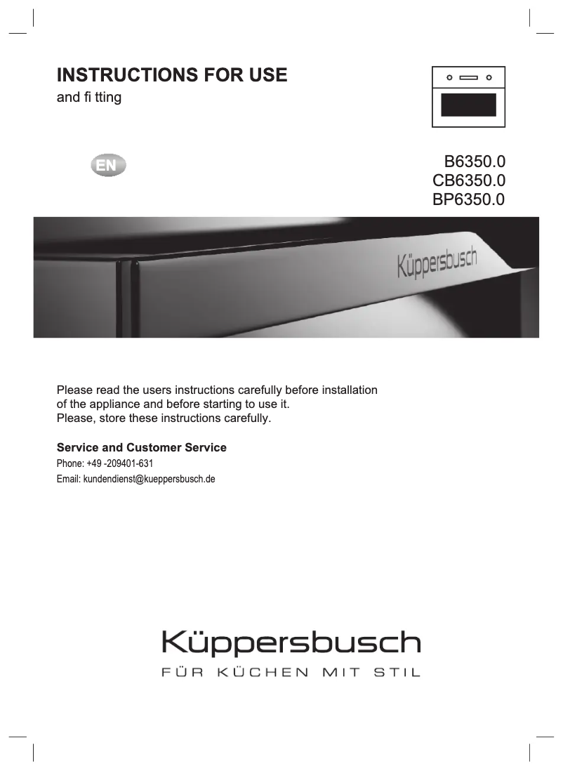 Page n°1 - Manuel utilisateur Küppersbusch BP6350.0S