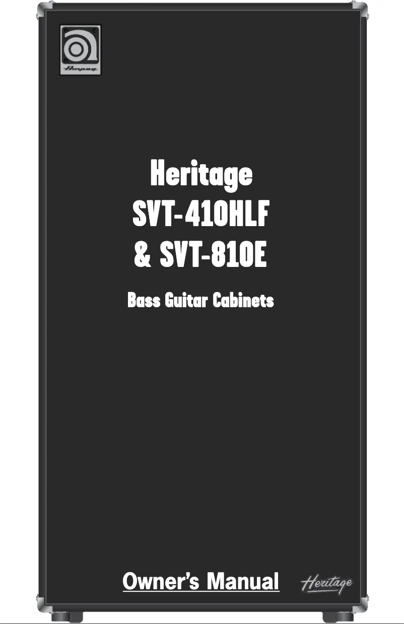 Page n°1 - Manuel utilisateur Ampeg Heritage SVT-410HLF