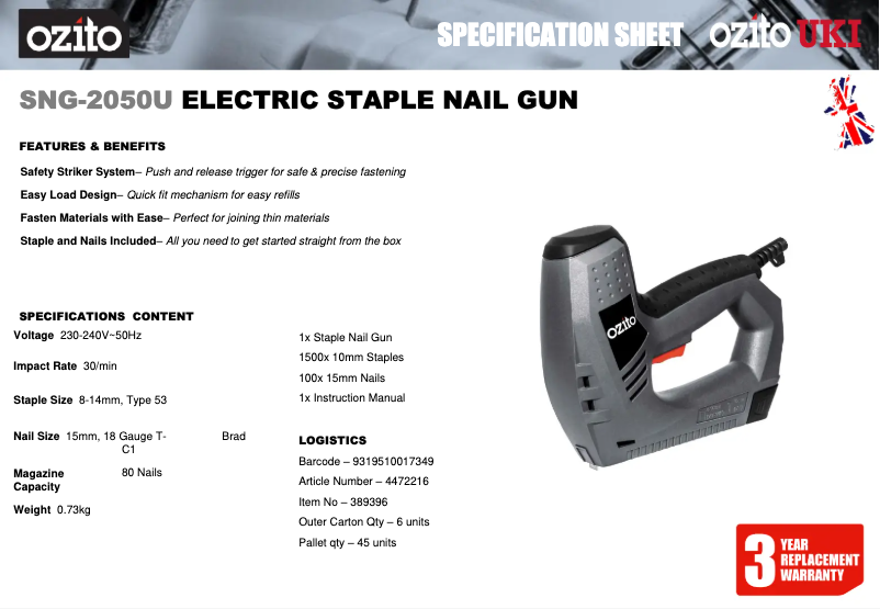 Image de la première page du manuel de l'appareil SNG-2050U
