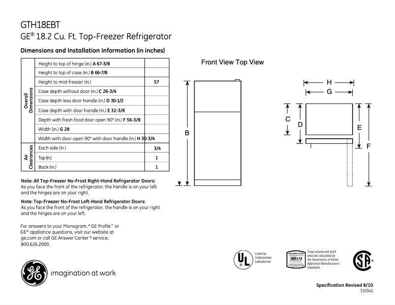 Image de la première page du manuel de l'appareil GTH18EBTBB