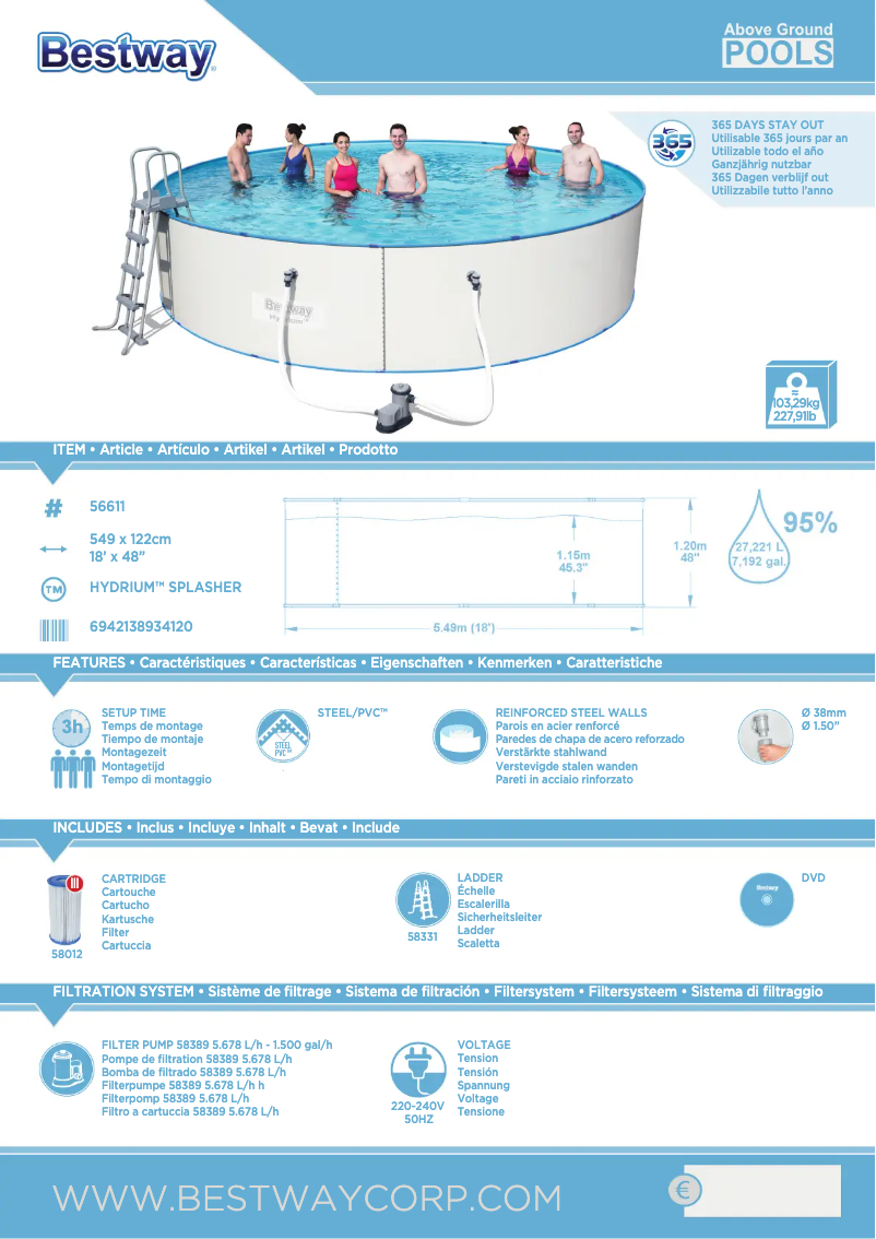 Image de la première page du manuel de l'appareil Hydrium 5.49m x 1.20m Splasher