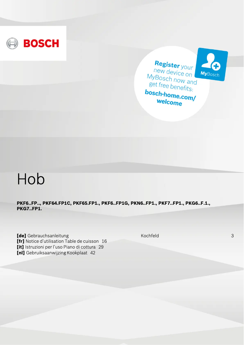 Page 1 de la notice Manuel utilisateur Bosch PKN651FP1E