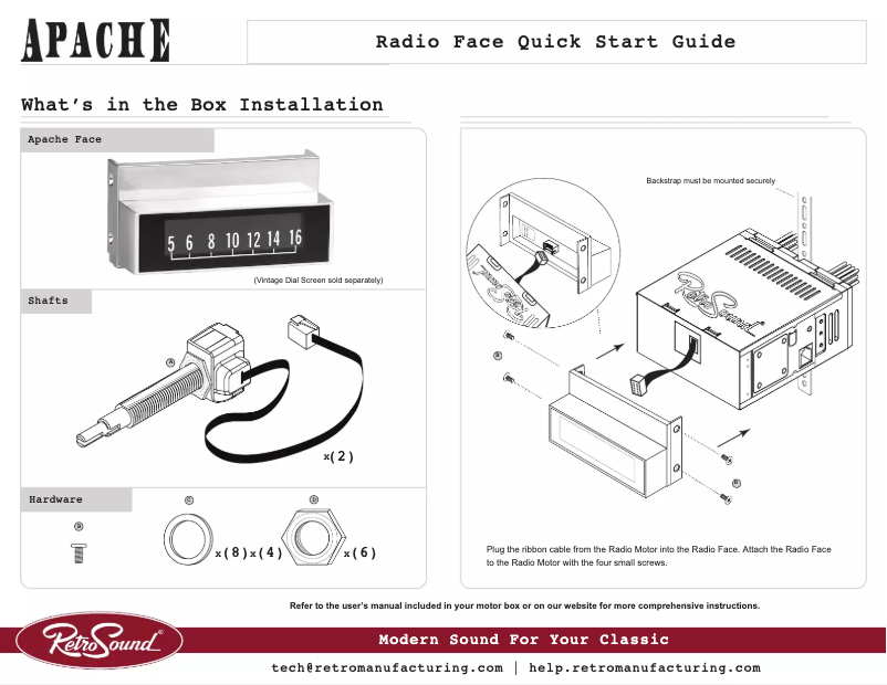 Page 1 de la notice Manuel utilisateur RetroSound Apache M2B