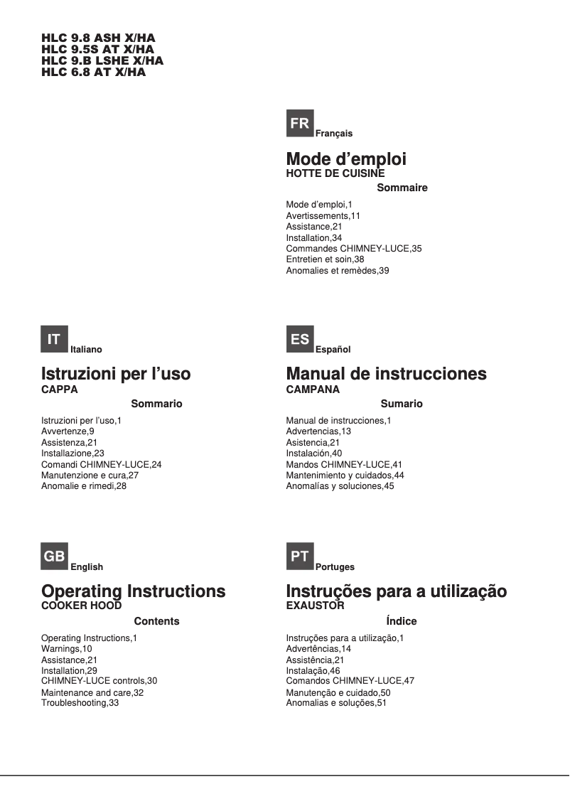 First page image of the manual for HLC 6.8 AT X/HA
