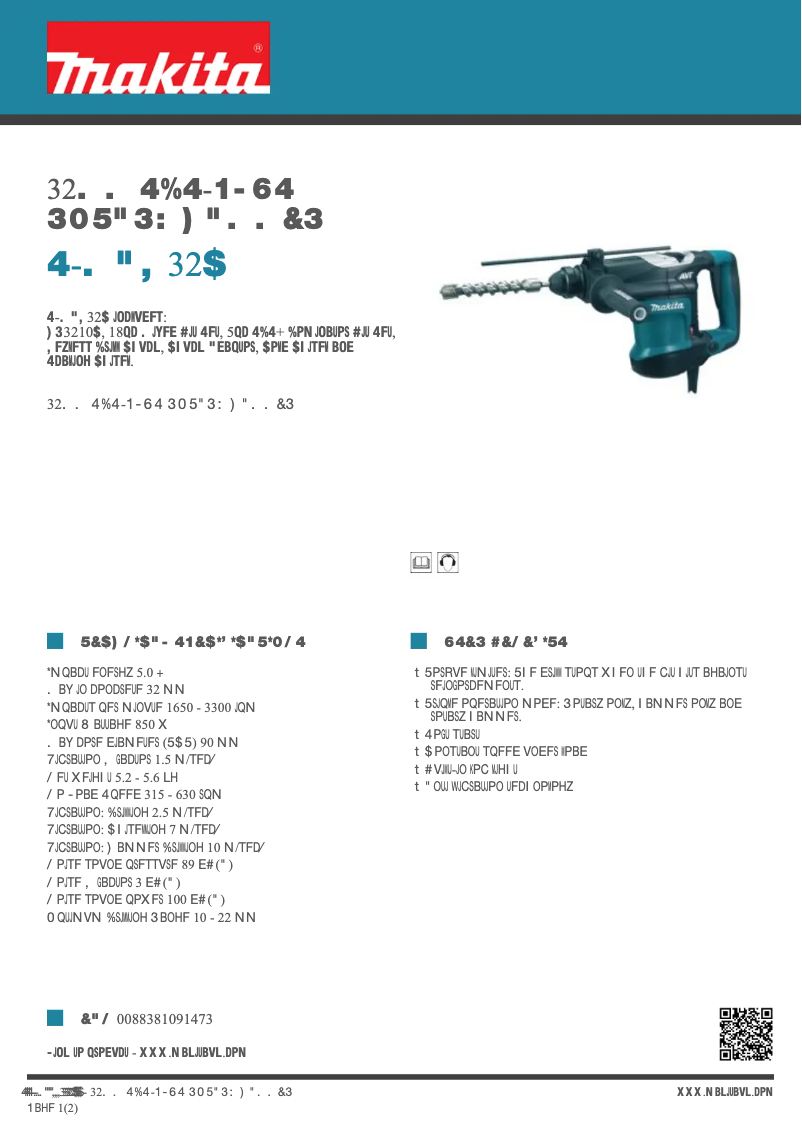 Page 1 de la notice Fiche technique Makita S-MAK32C