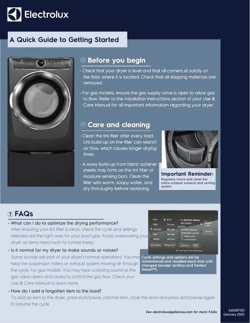 Página 1 del manual Guía de inicio rápido Electrolux EFMG627UTT