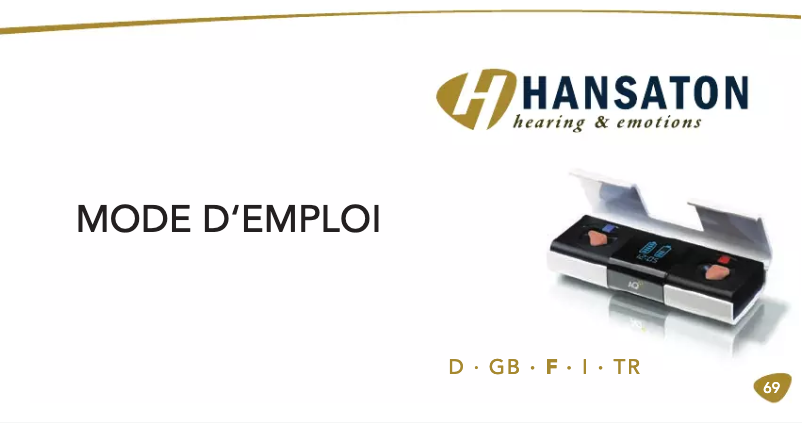 Page 1 de la notice Manuel utilisateur Hansaton Aqio