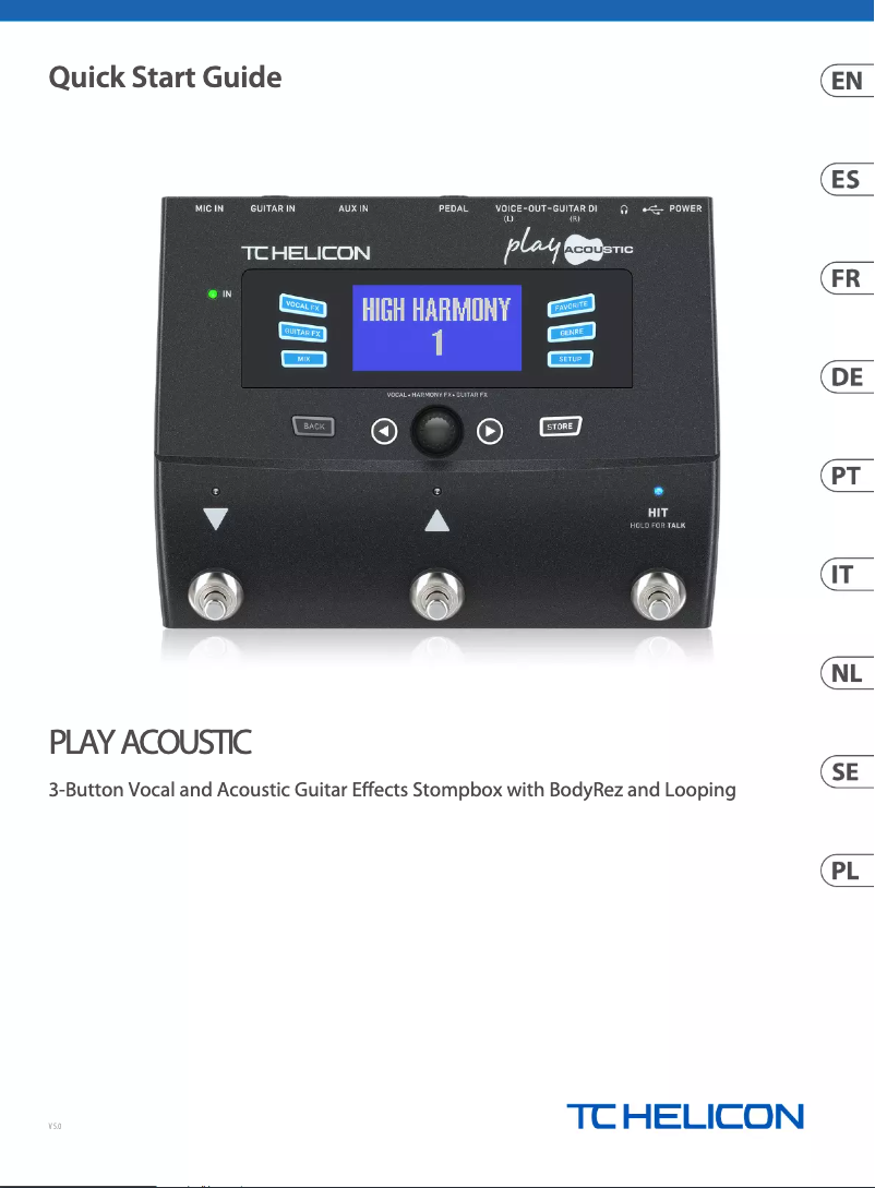 Page 1 de la notice Guide de démarrage rapide TC Helicon Play Acoustic