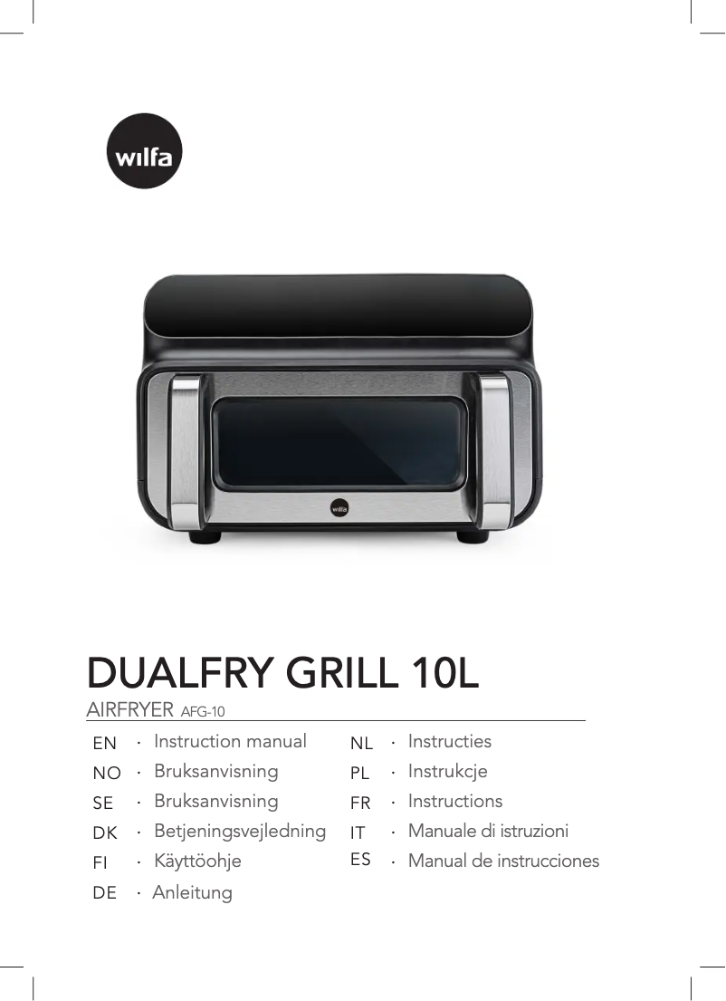 Page n°1 - Manuel utilisateur Wilfa DualFry Grill 10 AFG-10