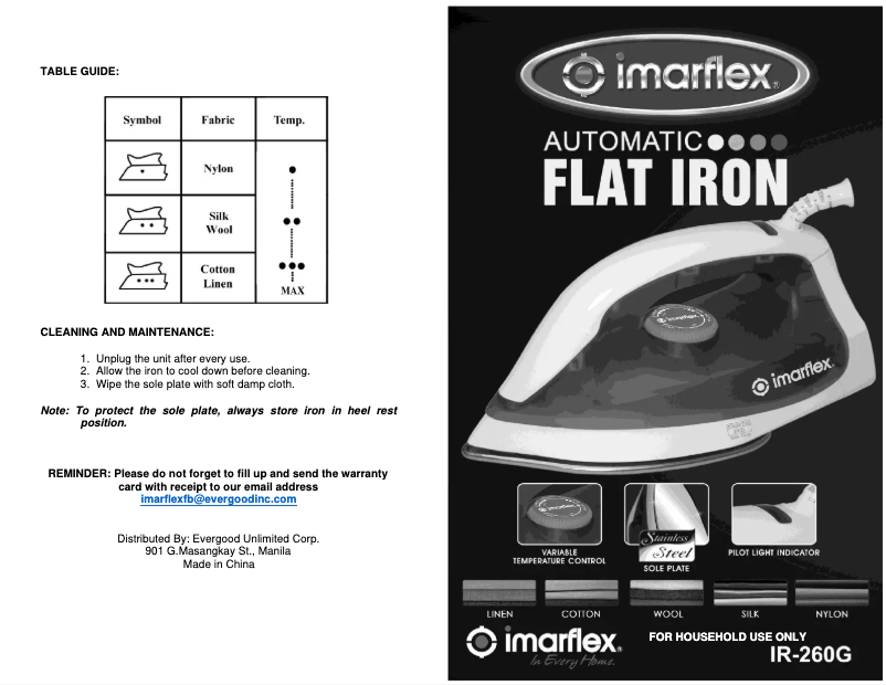 Image de la première page du manuel de l'appareil IR-260G