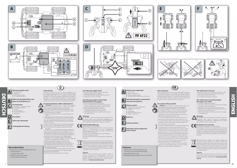 Page 1 de la notice Manuel utilisateur Dickie Monstertruck Dino Hunter 2CH RTR
