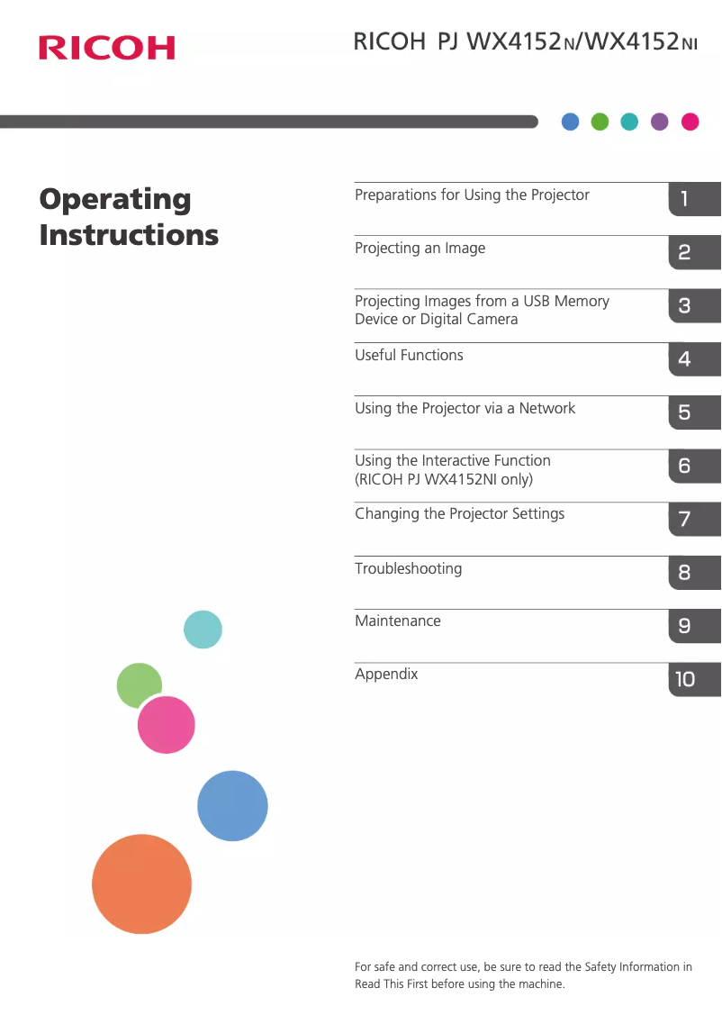 Page n°1 - Manuel utilisateur Ricoh PJ WX4152