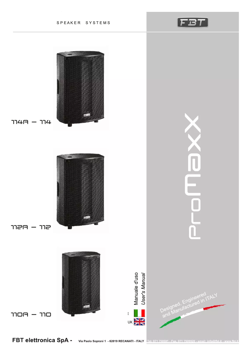 Page n°1 - Manuel utilisateur FBT PROMaxX 112A