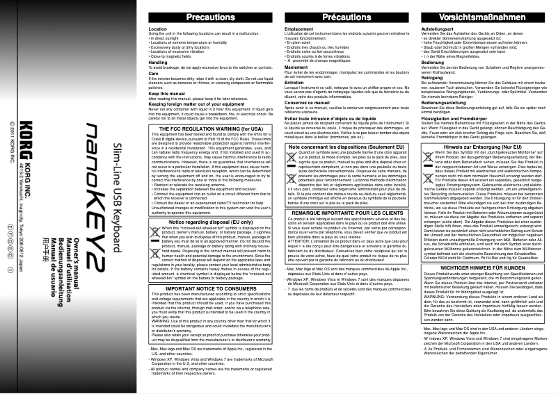 Image de la première page du manuel de l'appareil Slim-line nanoKEY2