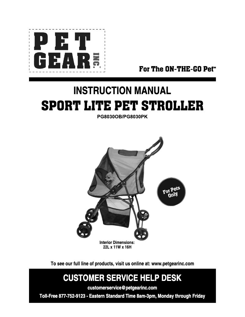 Page 1 de la notice Manuel utilisateur Pet Gear Sport Lite