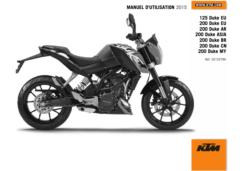 Page 1 de la notice Manuel utilisateur KTM 200 Duke (2015)