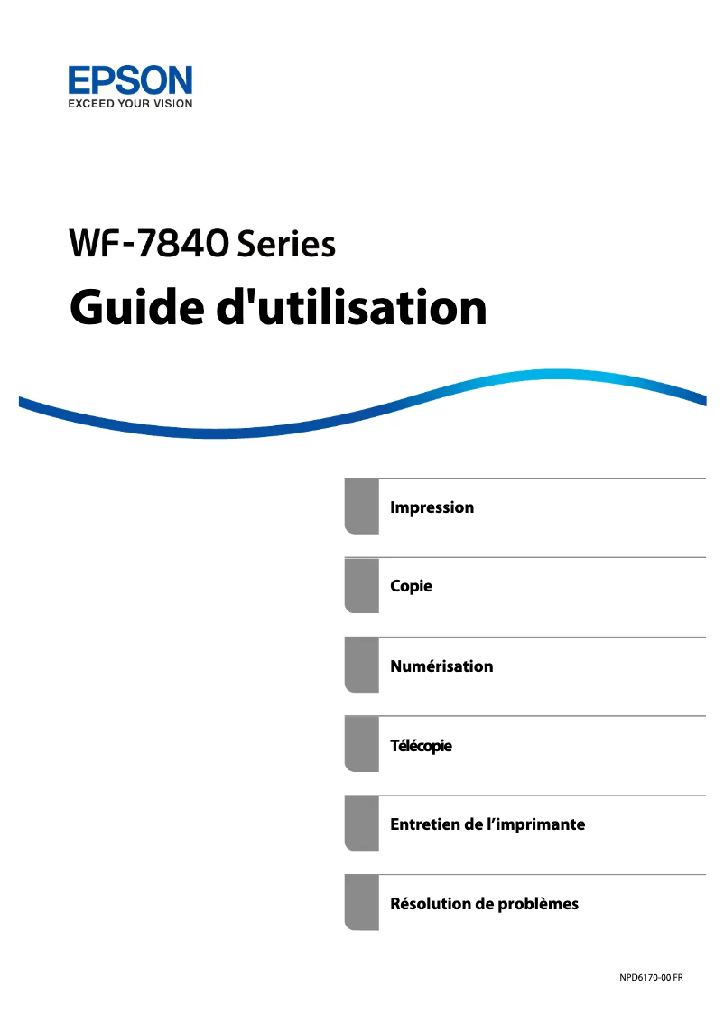 Image de la première page du manuel de l'appareil Workforce WF-7840DTWF