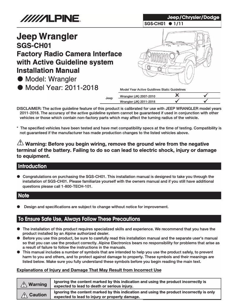 First page image of the manual for SGS-CH01