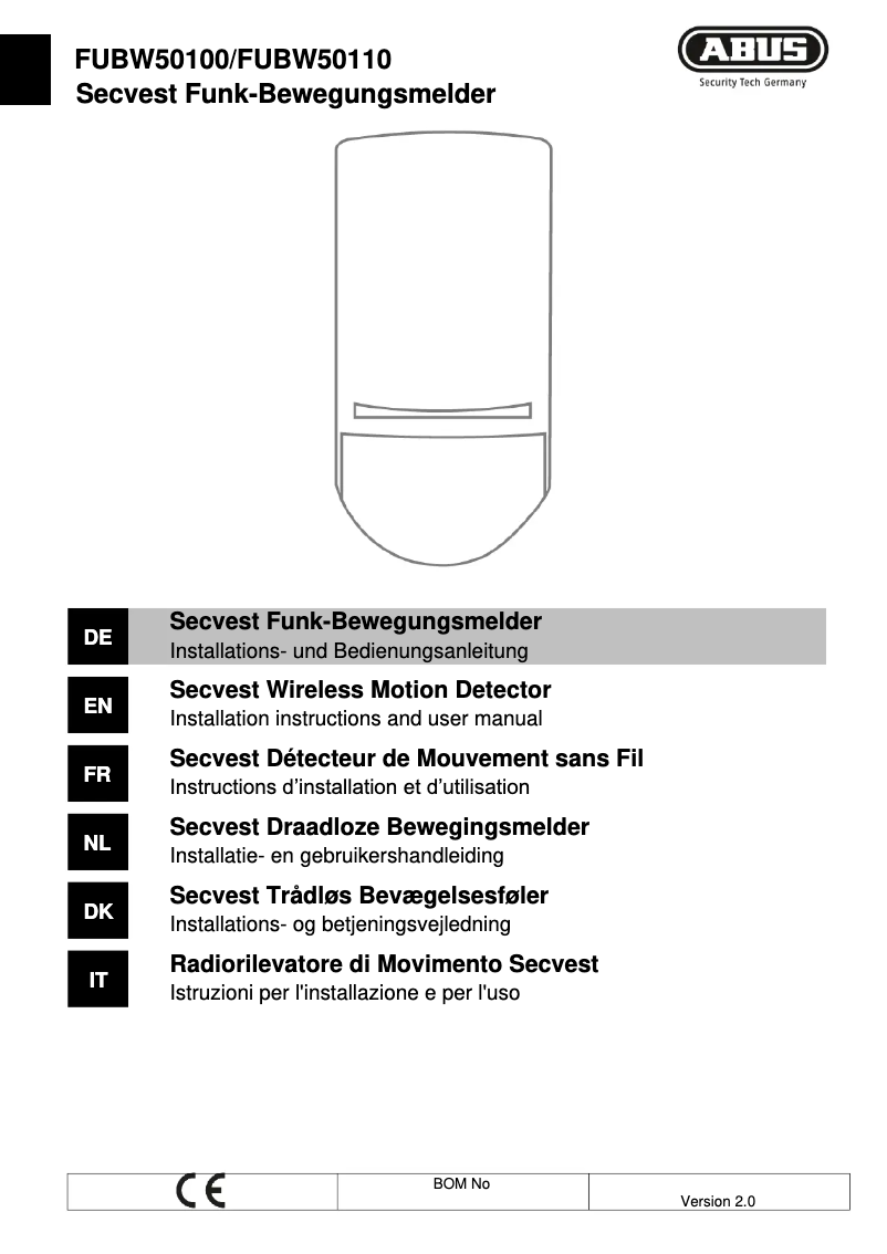 Image de la première page du manuel de l'appareil FUBW50100