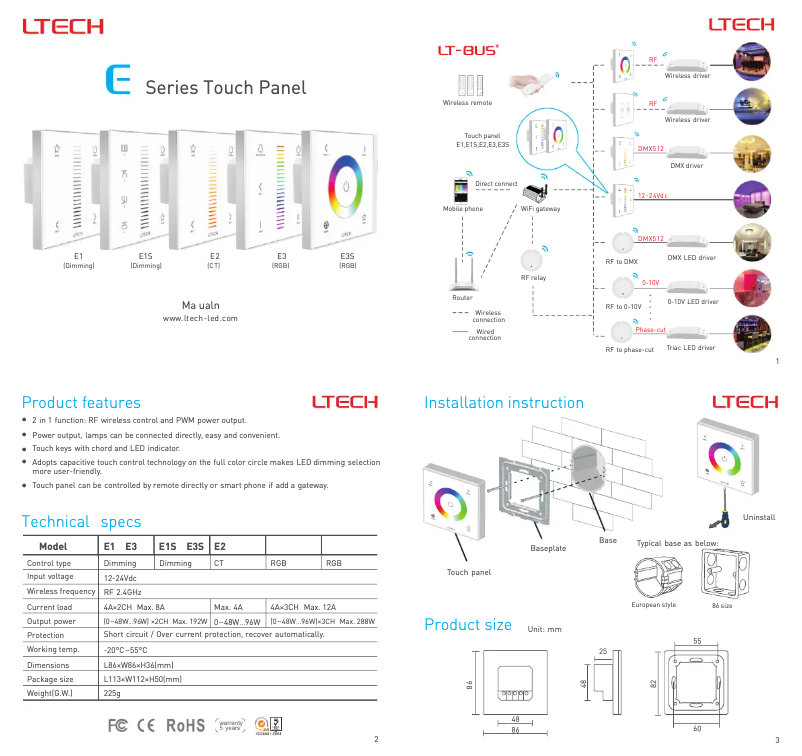 Page 1 de la notice Manuel utilisateur Ltech CHLSC52