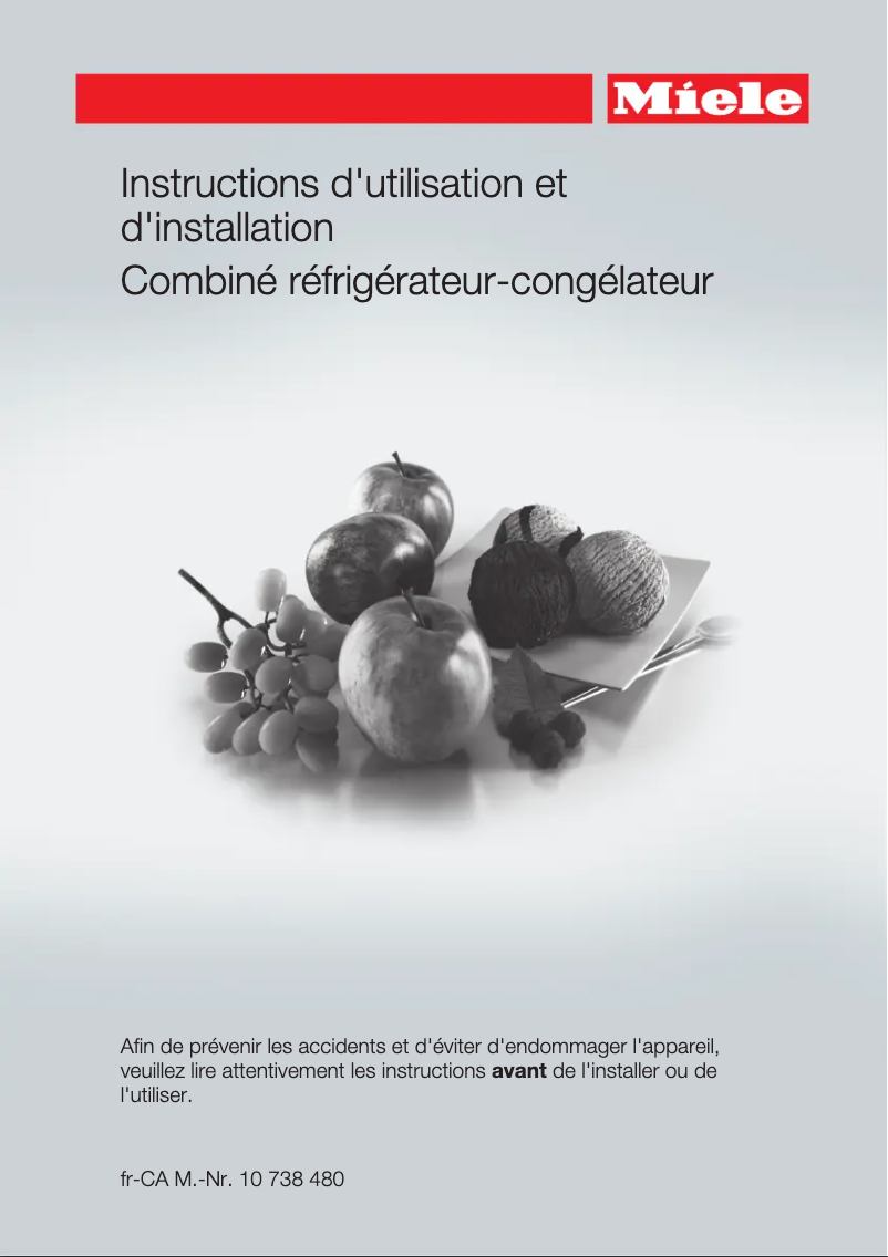 Page 1 de la notice Manuel utilisateur Miele KFN 15943 D