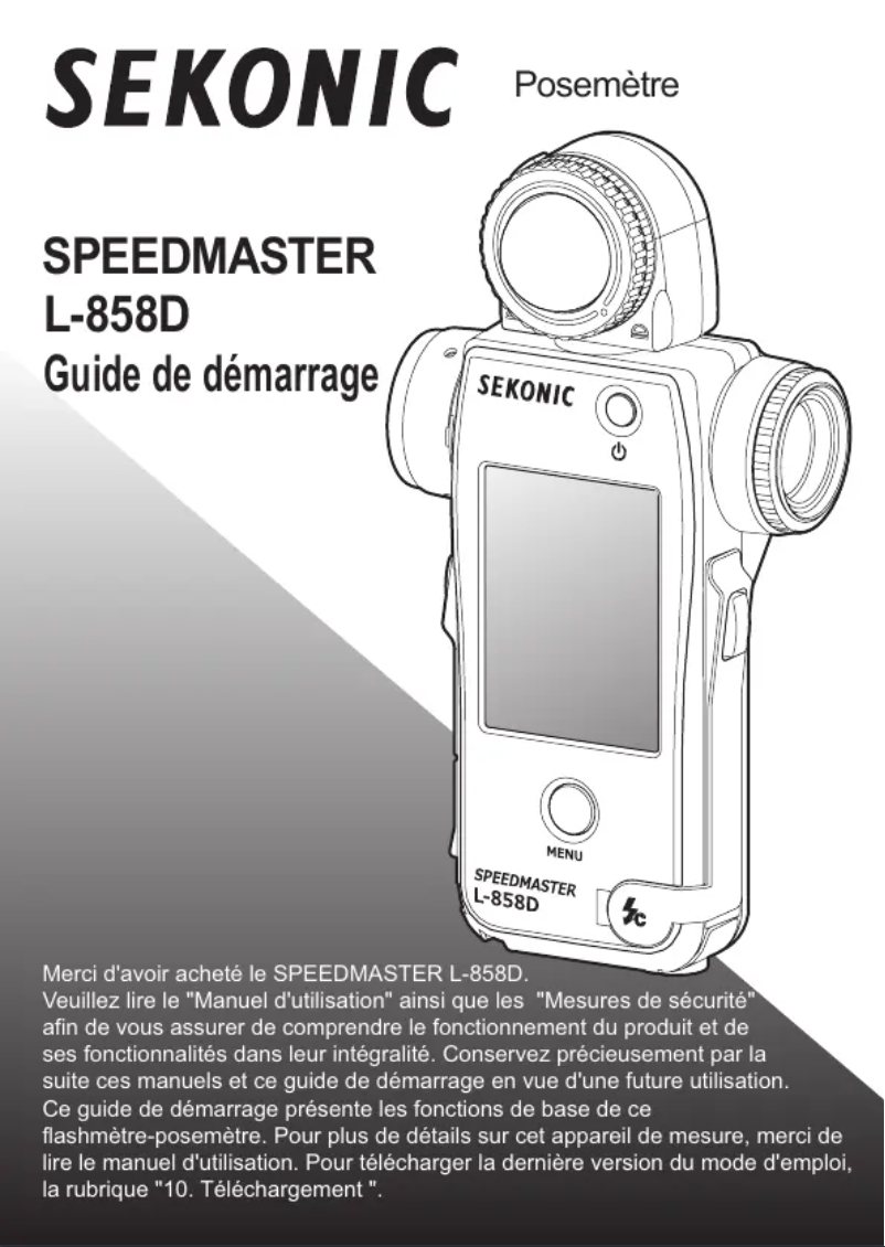 Page n°1 - Guide d'installation Sekonic Speedmaster L-858D-U