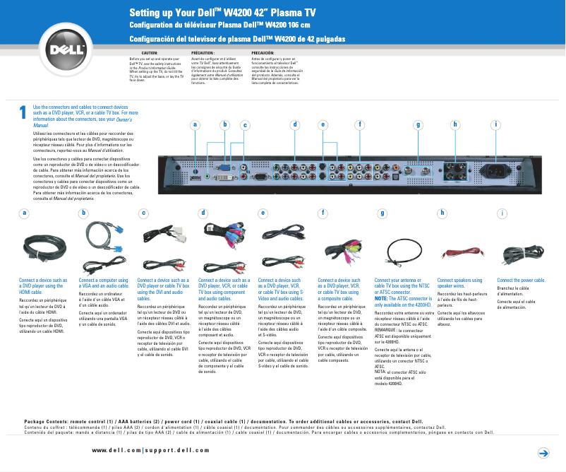 Page n°1 - Guide d'installation Dell W4200