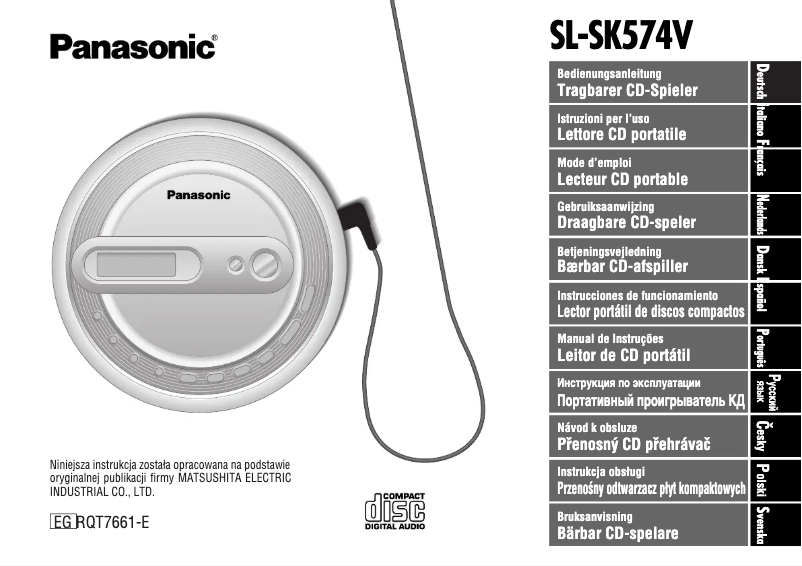 Page n°1 - Manuel utilisateur Panasonic SL-SK574V