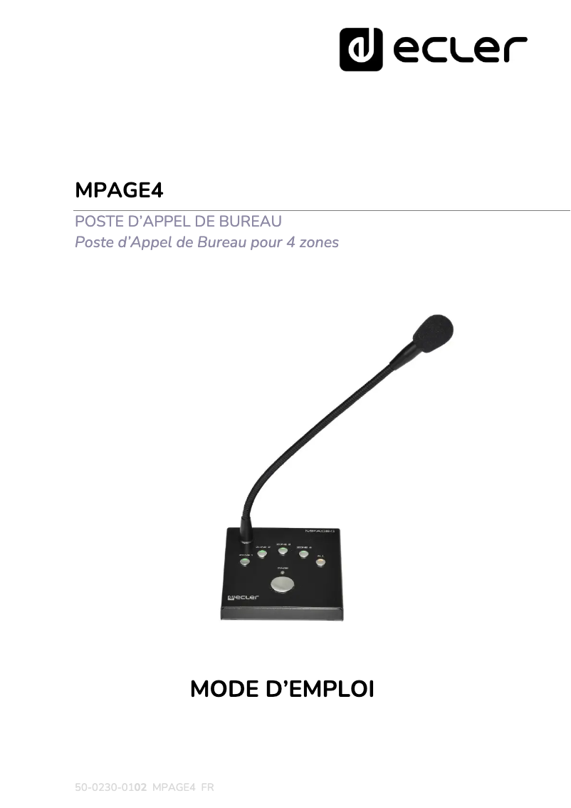 Image de la première page du manuel de l'appareil MPAGE4