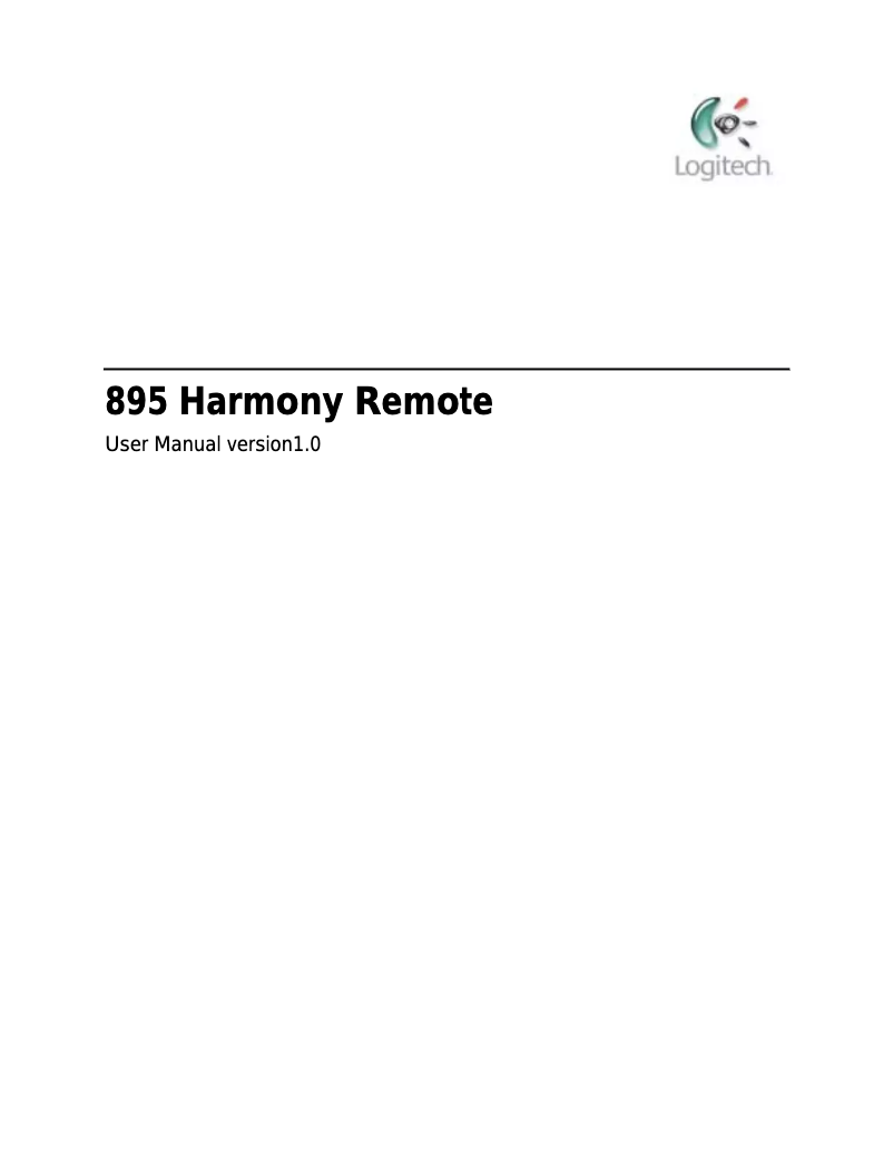 Page 1 de la notice Manuel utilisateur Logitech Harmony 895