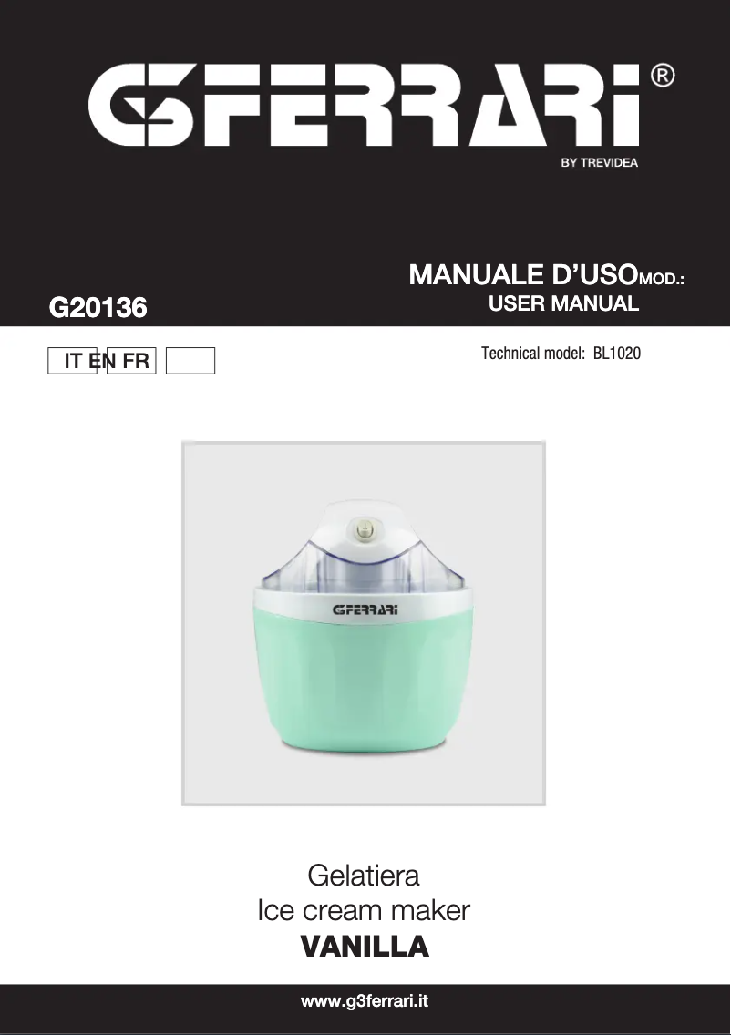 Page n°1 - Manuel utilisateur G3 Ferrari Vanilla G20136