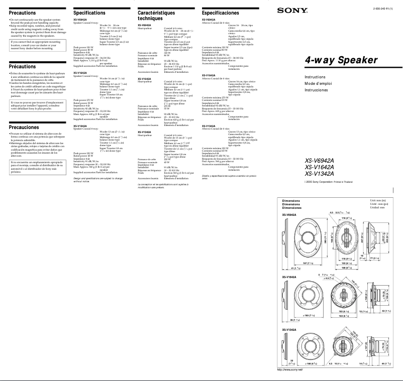 Image de la première page du manuel de l'appareil XS-V1642A