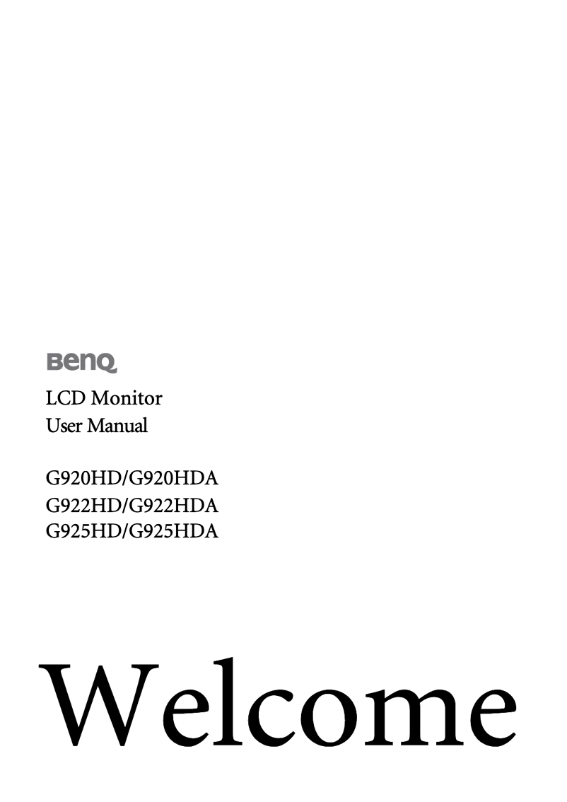 Page 1 de la notice Manuel utilisateur BenQ G920HDA