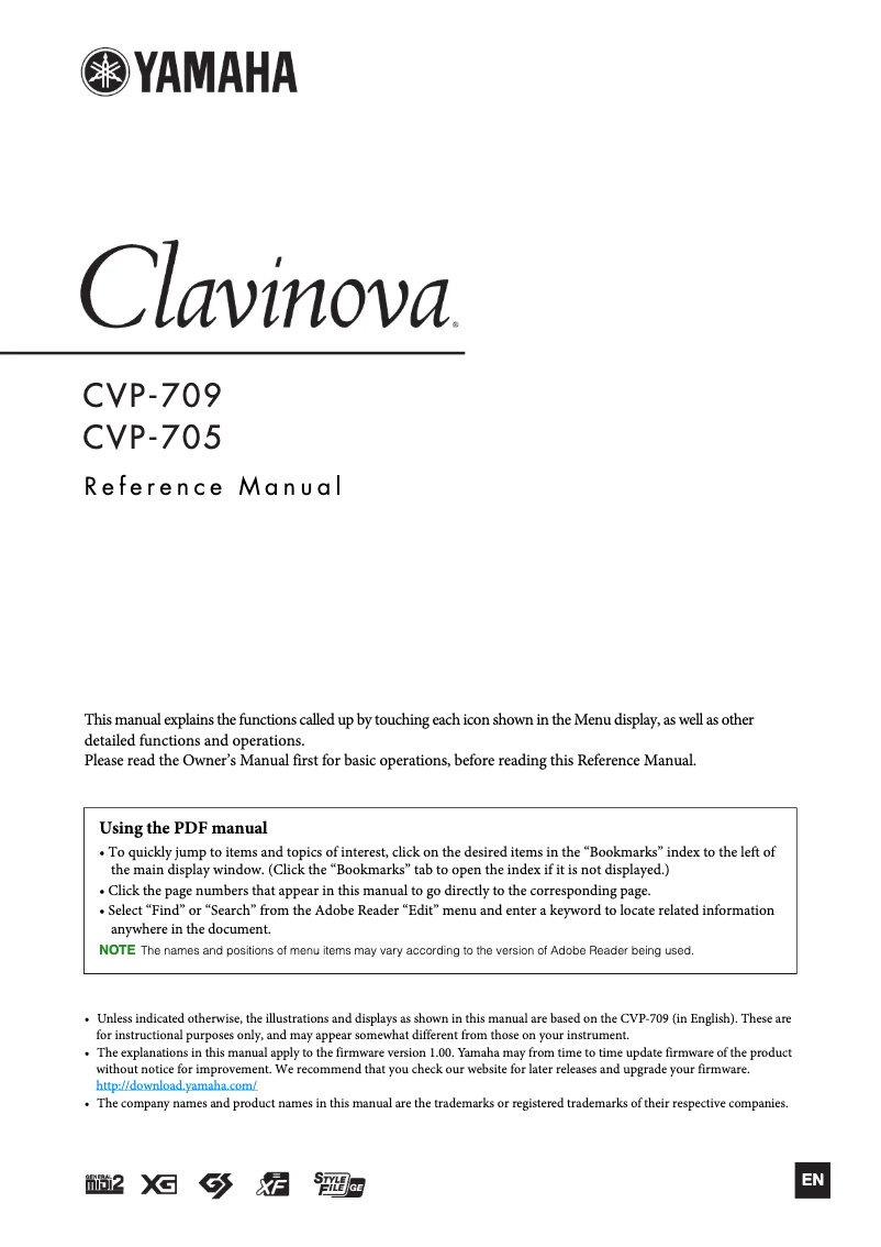 Page 1 de la notice Manuel utilisateur Yamaha Clavinova CVP-709