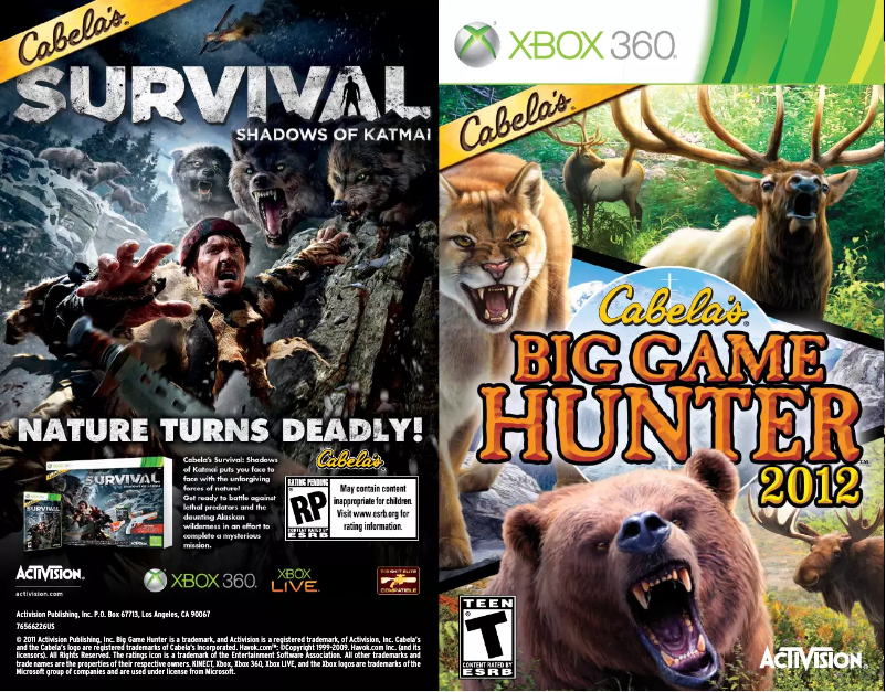 Page 1 de la notice Manuel utilisateur Microsoft Cabelas Big (Xbox 360)