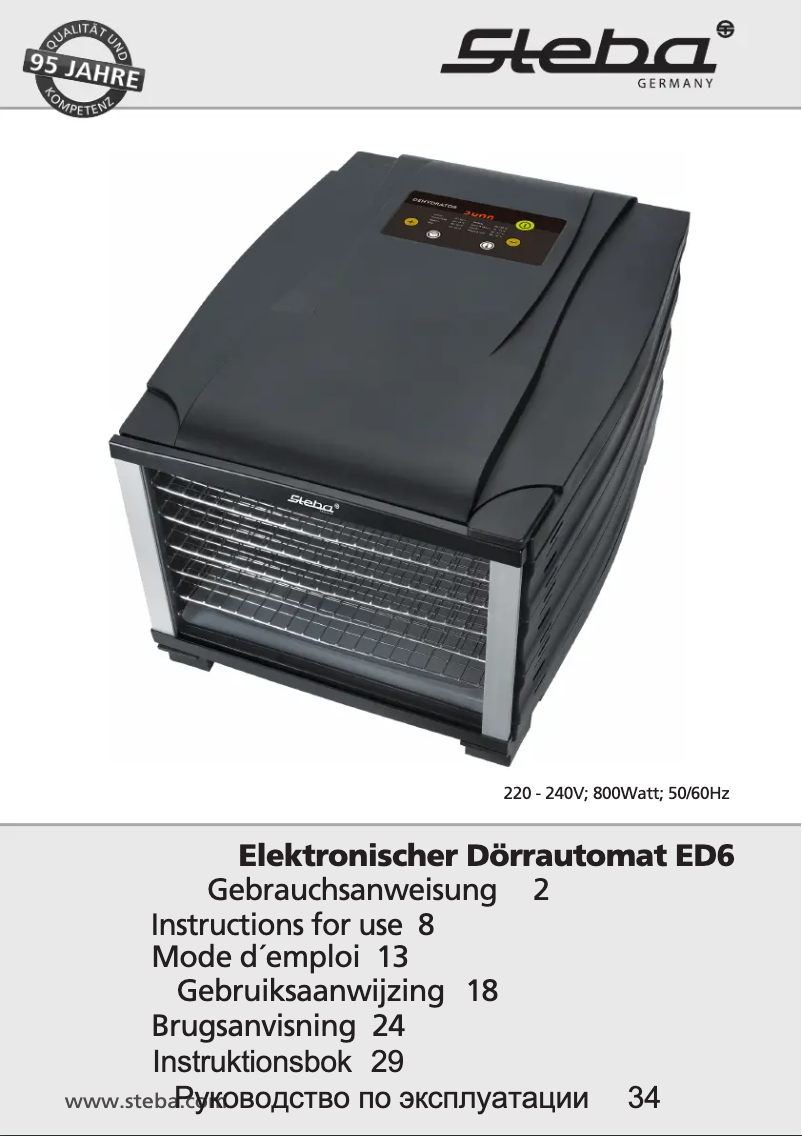 Page 1 de la notice Manuel utilisateur Steba ED 6