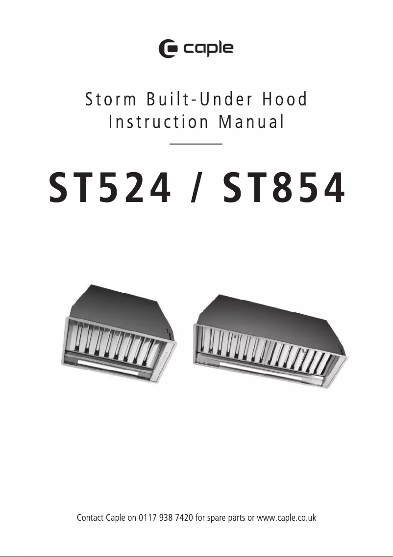 Page n°1 - Manuel utilisateur Caple Storm ST854