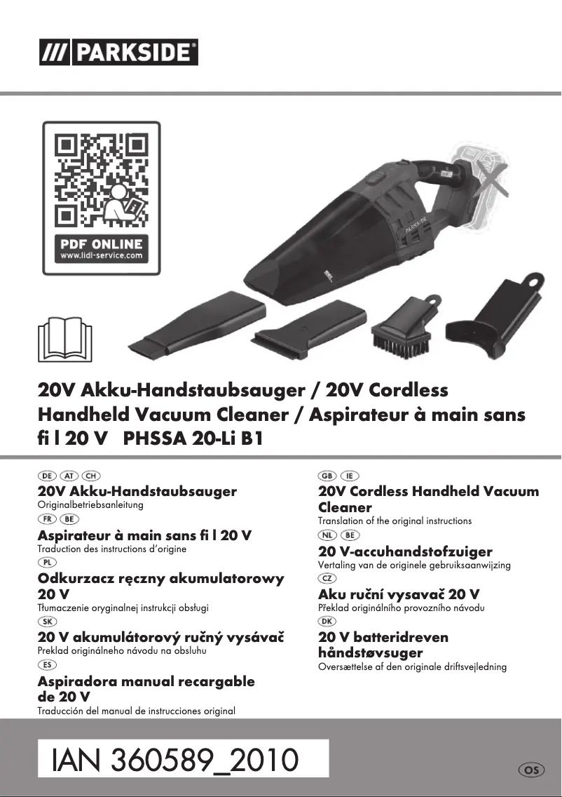 Image de la première page du manuel de l'appareil PHSSA 20-Li B1