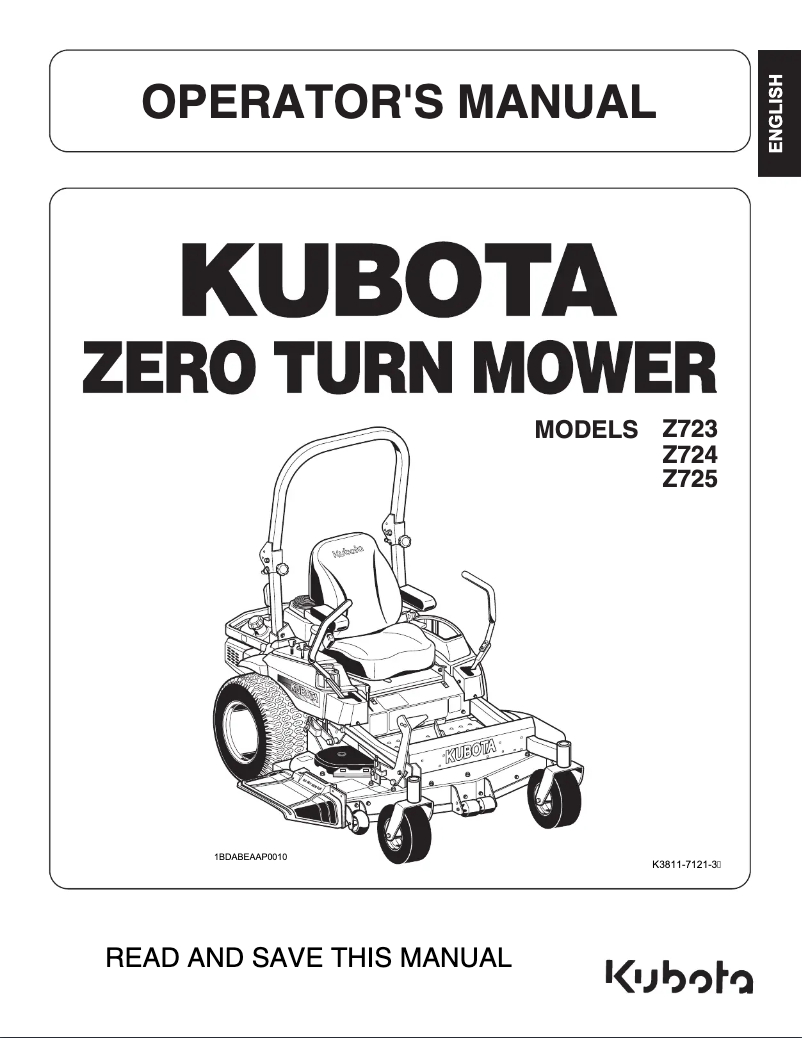 Page 1 de la notice Manuel utilisateur Kubota Z723KH-2-48