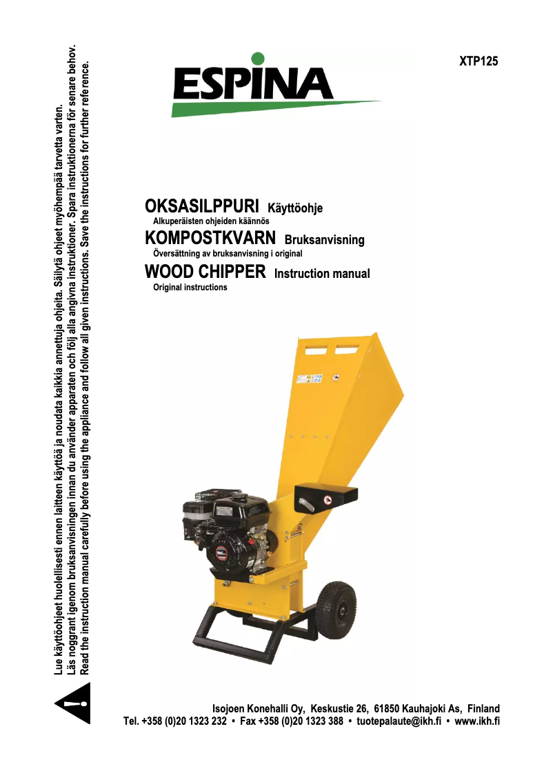 Page n°1 - Manuel utilisateur Espina XTP125